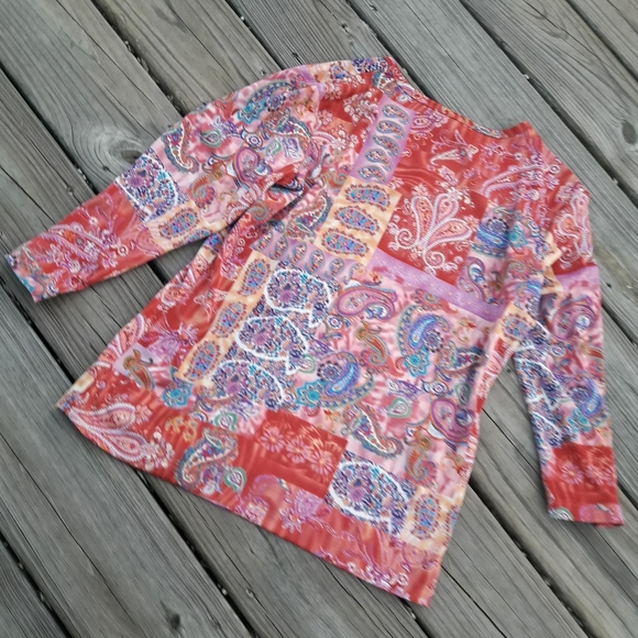 Long Sleeved Shirt Paisley Print Crew Neck Tshirt - Picture 11 of 13